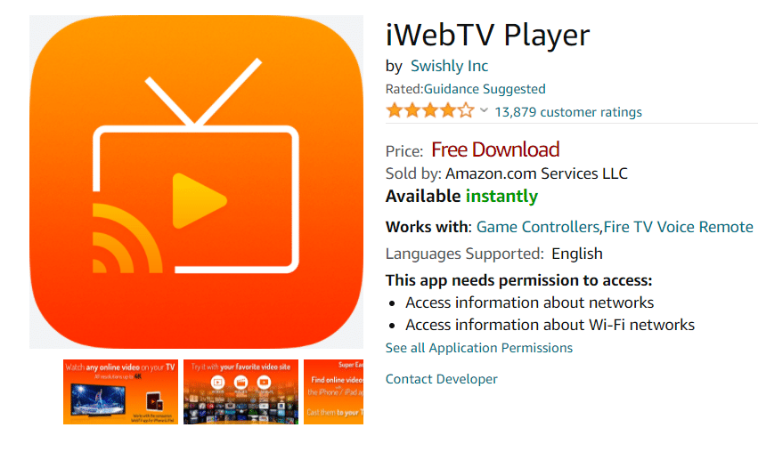 iWebTV lecteur amazon appstore.  Comment diffuser un iPhone sur Firestick