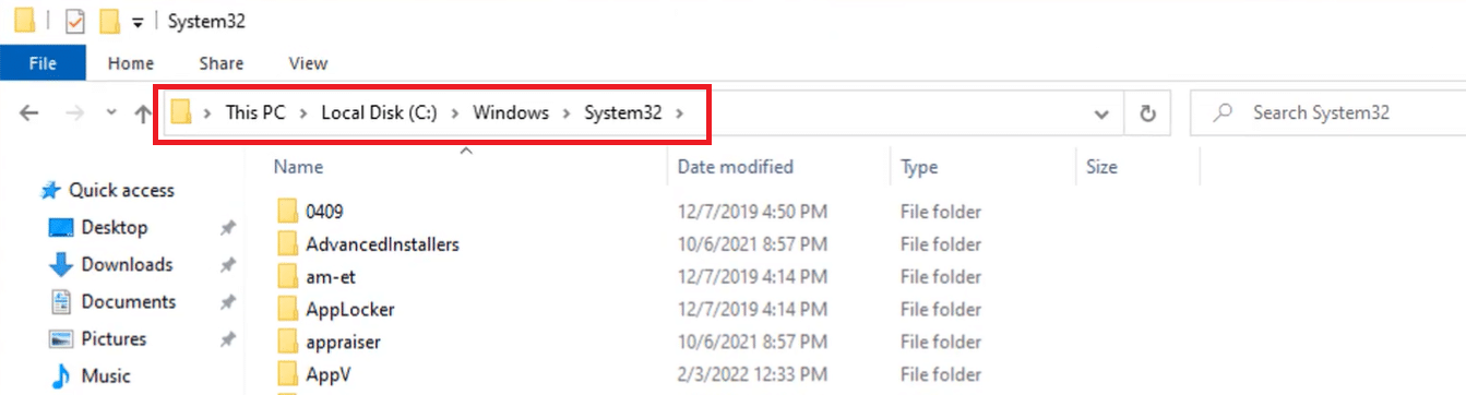 Emplacement du dossier System32.  Comment réparer COMDLG32.OCX manquant dans Windows 10