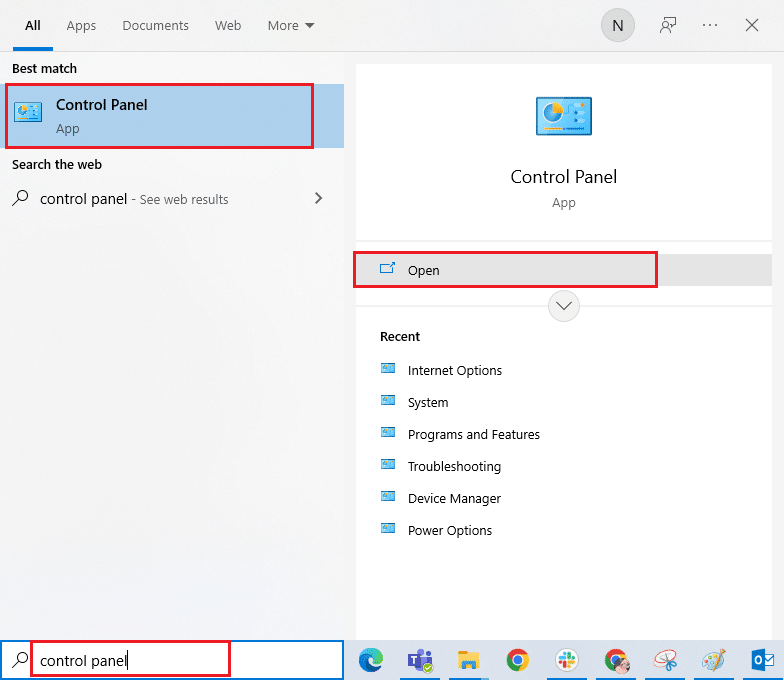 ouvrez le Panneau de configuration.  Correction d'un PSK incorrect fourni pour le SSID du réseau sous Windows 10