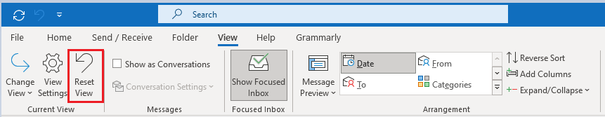 La vue de la boîte de réception Outlook s'est modifiée